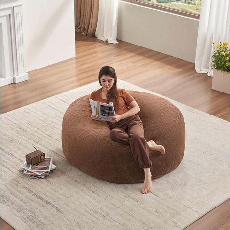 Pouf sacco 5FT pour adultes, 119,99 x 119,99 x 59,99 cm, marron HAVRYA (1/4)