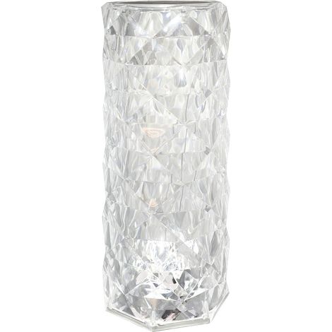 LED Tischleuchte Beistelllampe Dekolampe Wohnzimmer dimmbar Kristalle Tischlampe mit Lichteffekt, Akku USB Kabel, warmweiß-kaltweiß, H 21 cm