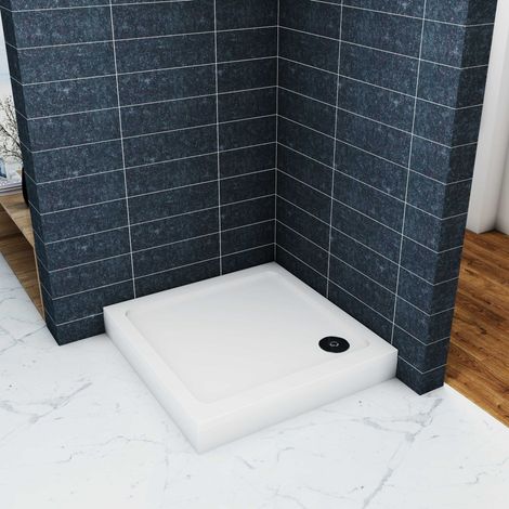 Ocean Sanitaire – Receveur de douche extra-plat 76x76cm blanc – Marbre minéral et résine – Surface anti-dérapante – Bonde 90mm avec siphon inclus (1/5)
