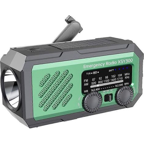 Solarbetriebenes Notfallradio mit Handkurbel und LED-Licht, tragbares AM/FM-Radio, SOS-Powerbank (1/5)