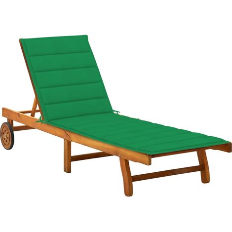 Chaise longue de jardin avec coussin Bois d'acacia solide