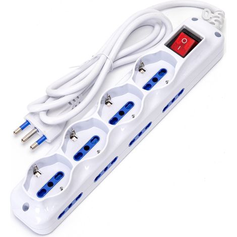 Ciabatta multipresa elettrica 12 posti con cavo da 1,5m &8211 8 Prese Bipasso + 4 Prese Schuko Aigostar