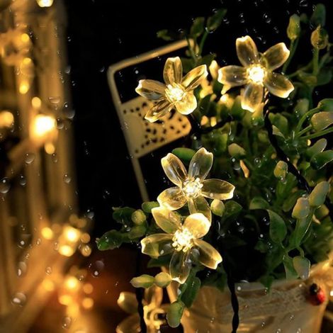 Guirlandes Lumineuses Led En Fleurs de Cerisier, 16ft 20 Ds solaire de lumières Waterproof 8 Flash Modes, Party Lumières décoratives (1/4)