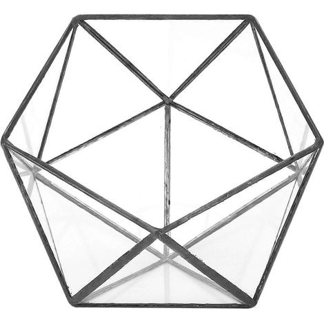 Cachepot en Verre Géométrique Unique pour Plantes Succulentes, Mousses et Fougères - Décor Paysage avec Support, Modèle Moderne (1/5)