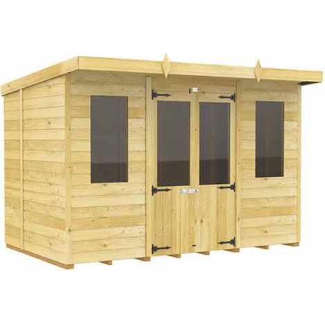 10ft x 5ft Pent Summer House - Wood - L147 x W302 x H201 cm