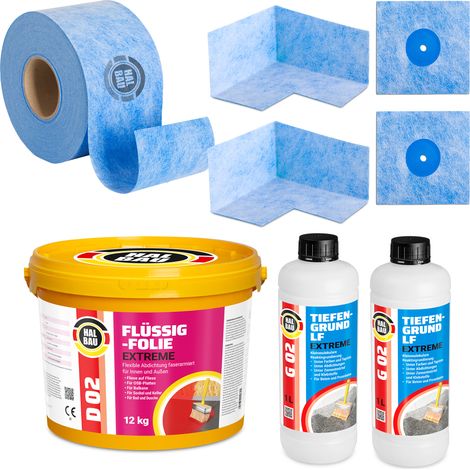 HALBAU Dichtset für Duschabdichtung Bad Abdichtung Dichtband Flüssigfolie 12kg H320 (1/5)