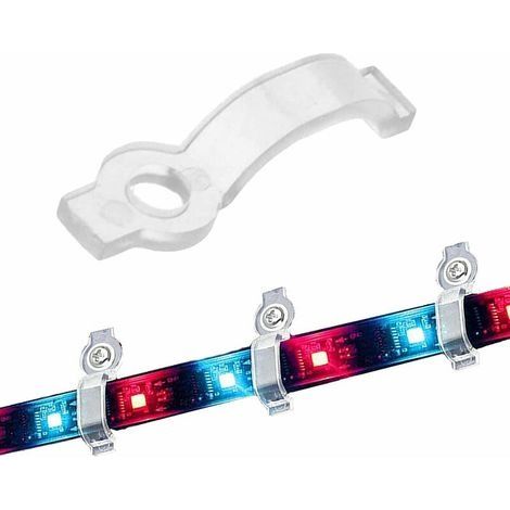 100 Pièces Clip De Fixation Pour Bande Led10Mm, Clips De Fixation Ruban Led, Supports De Montage De Bande Lumineuse Pour Bandes Lumineuses Led (Époxy Transrent) (1/5)