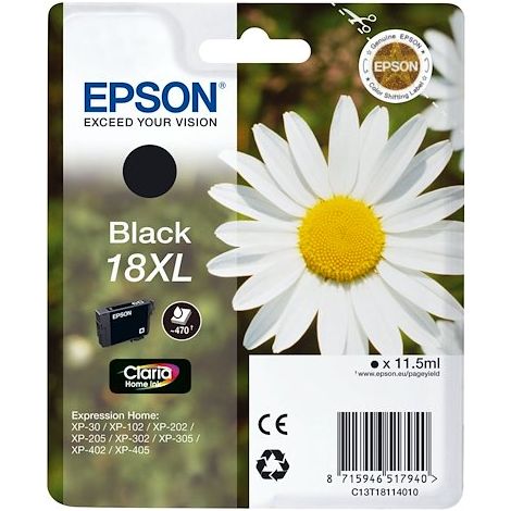 Cartouche Epson 18XL noire haute capacité pour imprimante jet d'encre