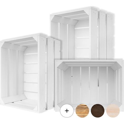 Caisse de Rangement Vintage en Bois Blanc - 40 x 30 x 23 cm