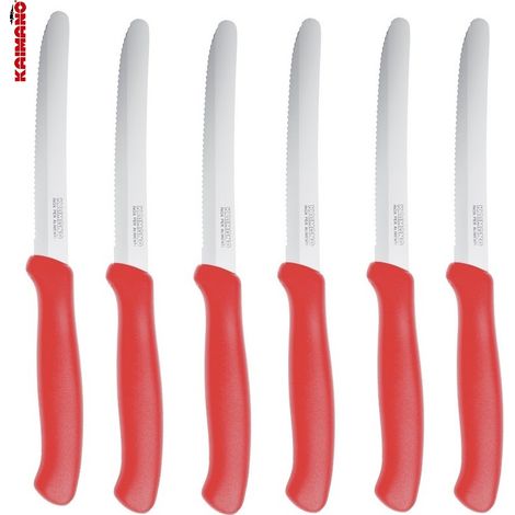 Set 6 Coltelli da Tavola italicus Lama Seghettata Rosso Fiskars Kaimano