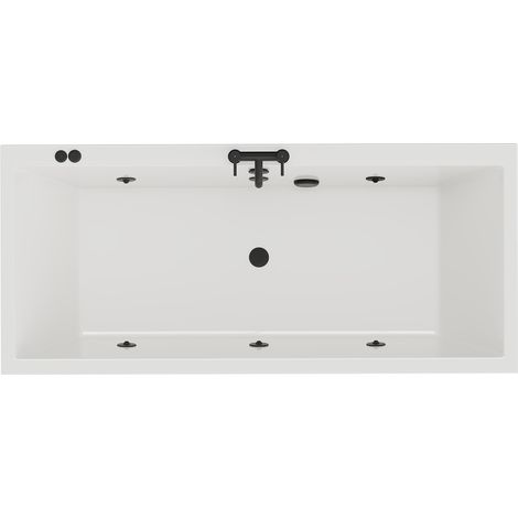 Slim Edge 1800mm x 800mm 6 Jet Matt Black V-Tec Double Ended Whirlpool Bath (1/5)
