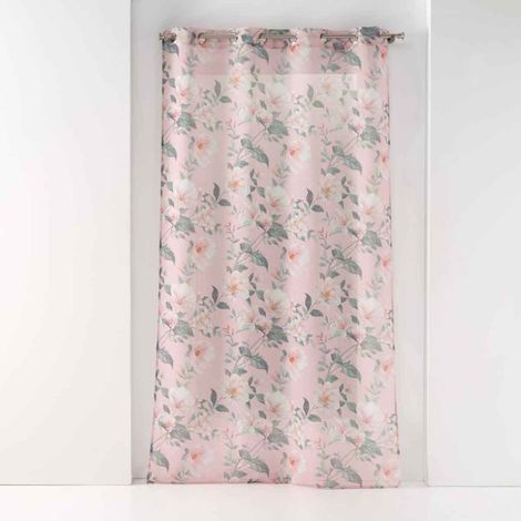 Rideau Voilage Imprimé "Alissia" 140x240cm Rose (1/4)