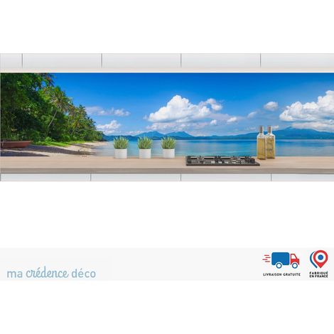 Crédence : Plage paradisiaque - Alu composite - 120 - 60 (1/3)