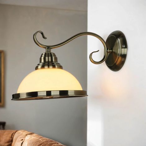 Wandlampe ELISETT mit Glasschirm Antik
