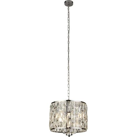 Hängeleuchte Kristalllampe Pendelleuchte Stahl chrom E14 Glas klar Wohnzimmer (1/3)