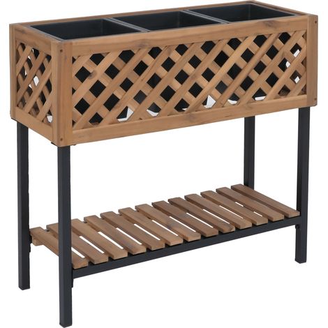 [NEUWERTIG] Pflanzkasten HHG-468, Blumen-/Pflanzkübel Blumenkasten, In-/Outdoor Akazie Holz MVG-zertifiziert 78x82x32cm hellbraun