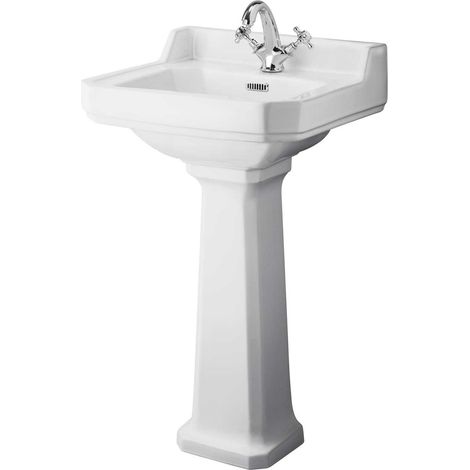 Hudson Reed Richmond Basin with Full Pedestal 500mm Wide - 1 Tap Hole (1/2)