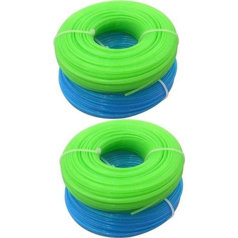 Universelle Nylon-Rasenmäherschnur, 1,6 mm x 30 m Spule, 4er-Pack, grün und blau