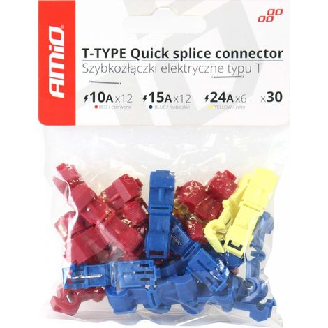 Connecteurs rapides, type T, 30 pièces, assortiment amio-02347