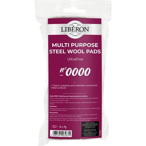 Liberon 126931 Steel Wool Grade 0000 Ultra Fine 4 x 7g LIBSW00007GN