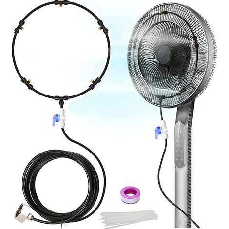 Nazalus – Ventilator-Nebel-Set, Wasser-Nebelventilatoren, Ventilator-Nebelsystem, 5 m langes Außen-Nebelventilator-Set für kühle Terrassenbrise (1/5)