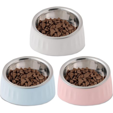 15° geneigter Edelstahl-Katzennapf: 3 Katzennäpfe, 280 ml, erhöhter Katzennapf, herausnehmbarer Edelstahlnapf für Katzen- und Welpenfutter und Wasser