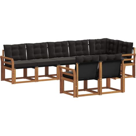 Set di divani da esterno 8 pz Naturale e Nero vidaXL (1/5)