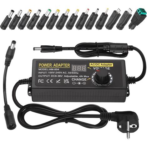 Alimentation Universelle 9V-36V 4A 36W-144W Adaptateur d'alimentation AC/DC réglable 100V-240V AC (9V-36V 4A) (1/5)