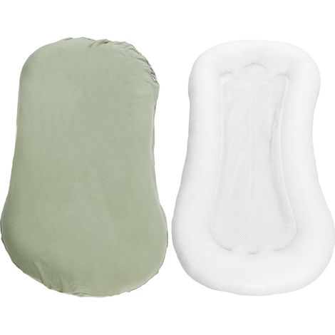Oreiller nid de bébé ergonomique, doux au toucher, respectueux de la peau, facile à nettoyer, chaise longue pour garçons et filles, vert lac (1/5)