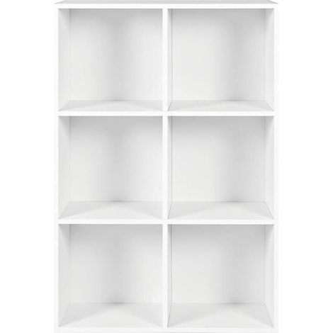 Étagère cube multifonctionnelle en bois E1, 6 compartiments, 59,6 x 89 x 29 cm, blanc (1/5)