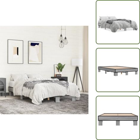 Letto in metallo - vidaXL Giroletto Grigio Sonoma 120x200 cm in Legno Multistrato Metallo - Letto grigio sonoma