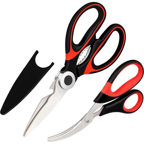 Set aus zwei Küchenscheren, robuste Küchenschere/Fischschere, Edelstahl