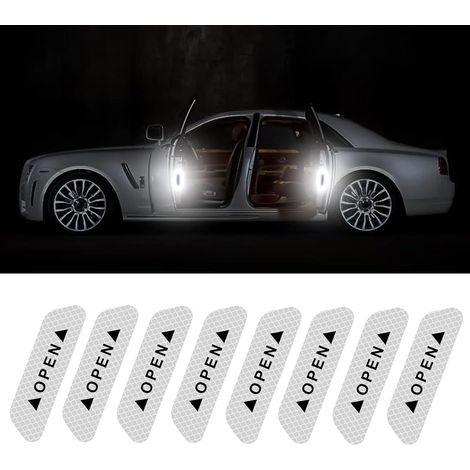 CSPARKV 8 Pieces Reflective Stickers, Waterproof Reflective Stickers, Warning Reflective Strip, Reflective Sticker Strip, for Car Door Edge (Silver) (1/5)