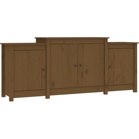 Credenza buffet cassettiera mobile contenitore organizer cucina soggiorno soggiorno 164 x 37 x 68 cm legno di pino massiccio marrone 020035739