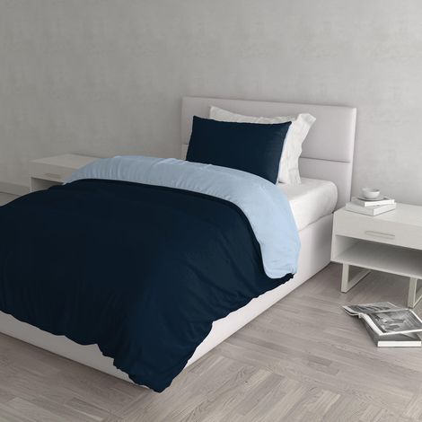 Housse de Couette Natural Colour, Bleu foncé/Bleu Clair, 1 Place (1/5)