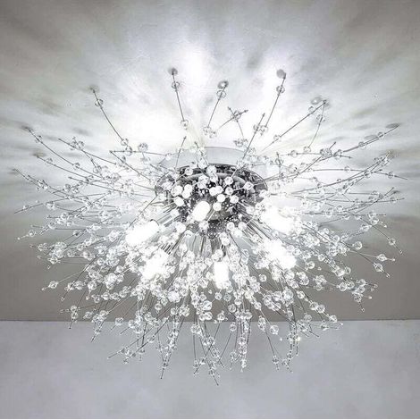 Plafonnier moderne en cristal pour salon, cristal chromé K9, 6 ampoules G9, suspension (1/4)