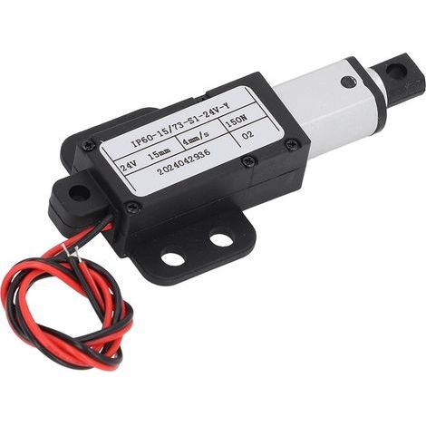 Elektrischer Mini-Linearantrieb, 15 mm Hub, 150 N Schubkraft, 4 mm/s Geschwindigkeit, kleiner Verfahrweg mit Endschalter, 24 V DC (1/5)