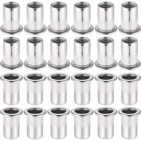 60 Pièces 304 Ecrou a Sertir M8 en Acier Inoxydable Tête Plate Ecrou Aveugle Rivet Fileté Ecrou a Rivet pour pince à insert fileté (1/4)
