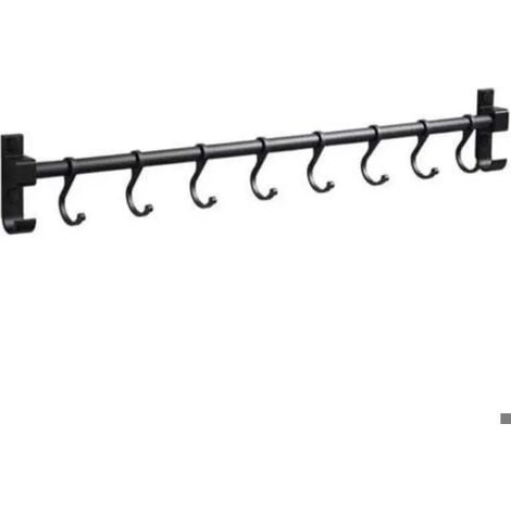 Barre de cuisine en aluminium, porte-ustensiles mural de 50 cm avec 8 crochets (1/5)