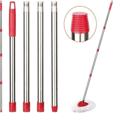 Lntyq Manche de rechange pour balai rotatif - Manche de rechange pour balai à 4 sections de 30 à 58 pouces compatible avec balai rotatif O-Ceda, manche de balai EasyWring pour le nettoyage des sols (t (1/5)