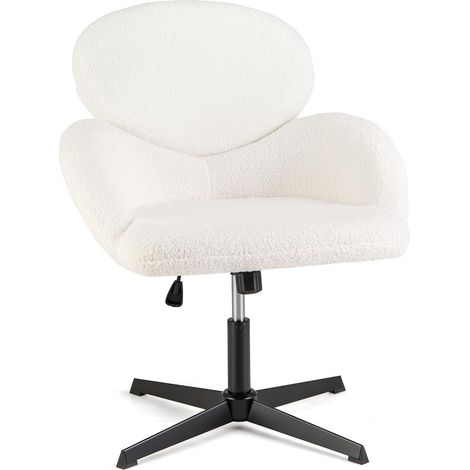 COSTWAY Sedia Girevole a Gambe Incrociate, con Altezza Regolabile, Sedia Scrivania con Base Metallica, Seduta Ampia da Scrivania, Ideale per Ufficio a Casa, Camera da Letto, Portata 160 kg (1/5)