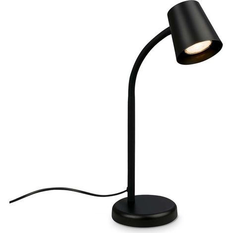 Lampe de chevet, lampe de bureau orientable, lampe de table GU10 pour bureau à domicile avec interrupteur à câble, lecture, noir (1/5)