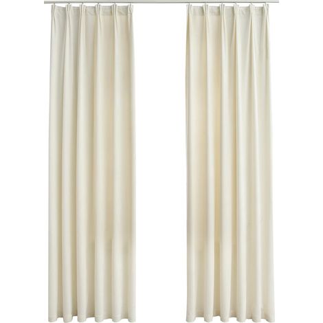 Tende Oscuranti con Ganci 2 pz Crema in Velluto 140x245 cm DAS150035 (1/5)