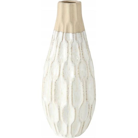 Boltze MALIA Jarrón decorativo blanco de 35 cm en cerámica (1/3)