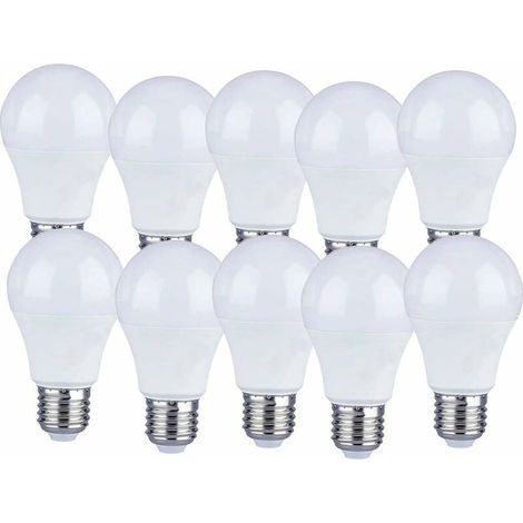 Lot de 10 Lot de 10 Ampoules LED E27 9W A60 - Lumière Blanche Chaud 4000K - 806 Lumen (1/4)