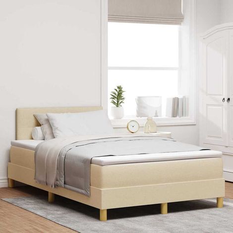 Letto a molle con materasso Crema 120 x 200 cm Tessuto vidaXL (1/5)