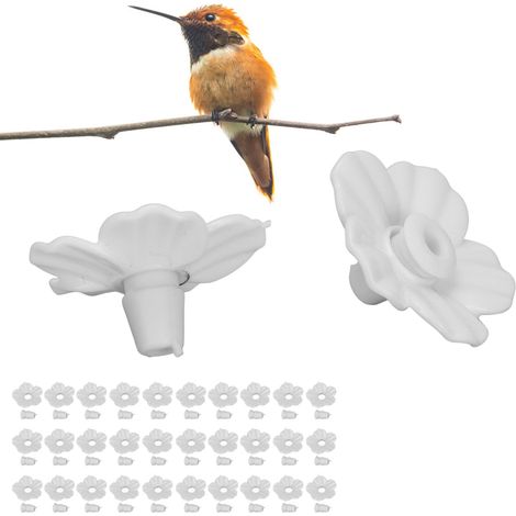Zubehör für Kolibri-Futterhäuschen– 30 mehrfarbige Kunststoff-Ersatzblumen zur Anlockung von Kolibris (3,1 cm) (1/5)