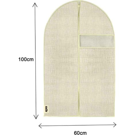 Custodia per abiti e vestiti 100x60 cm protettiva porta abiti da viaggio o per armadio con chiusura a zip con cerniera beige