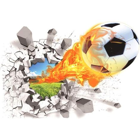 Sticker mural football, sticker mural 3D créatif sur le thème du football, amovible