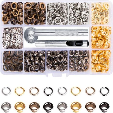 Kit Oeillets Métal 5mm - 400 Pièces Pour Bâche Ceinture Chaussure Chapeau - 4 Couleurs (1/5)